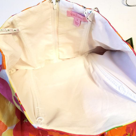 Lilly Pulitzer Strapless Floral Dress - Vibrant Pink, Orange, Yellow - Picture 7 of 14